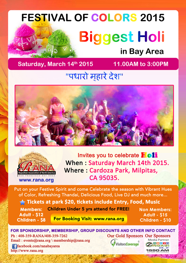Biggest Holi in bay area Milpitas, CA on Sat Mar 14, 2015 at