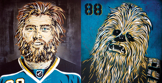 Blood Sweat and Teal Reimagines Sharks Players at Seeing Things Gallery